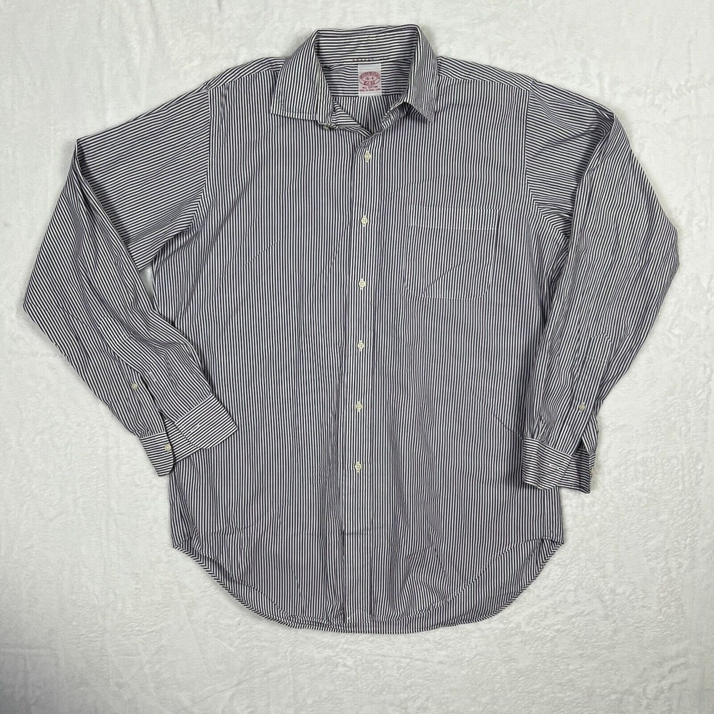 Brooks Brothers Button Down Shirt Men's Size 15 - 4 Gray Striped Long Sleeve‎